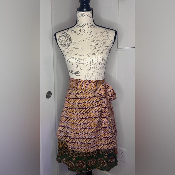 EARTHBOUND Dresses & Skirts - EARTHBOUND Purple and Gold A-Line Wrap Skirt